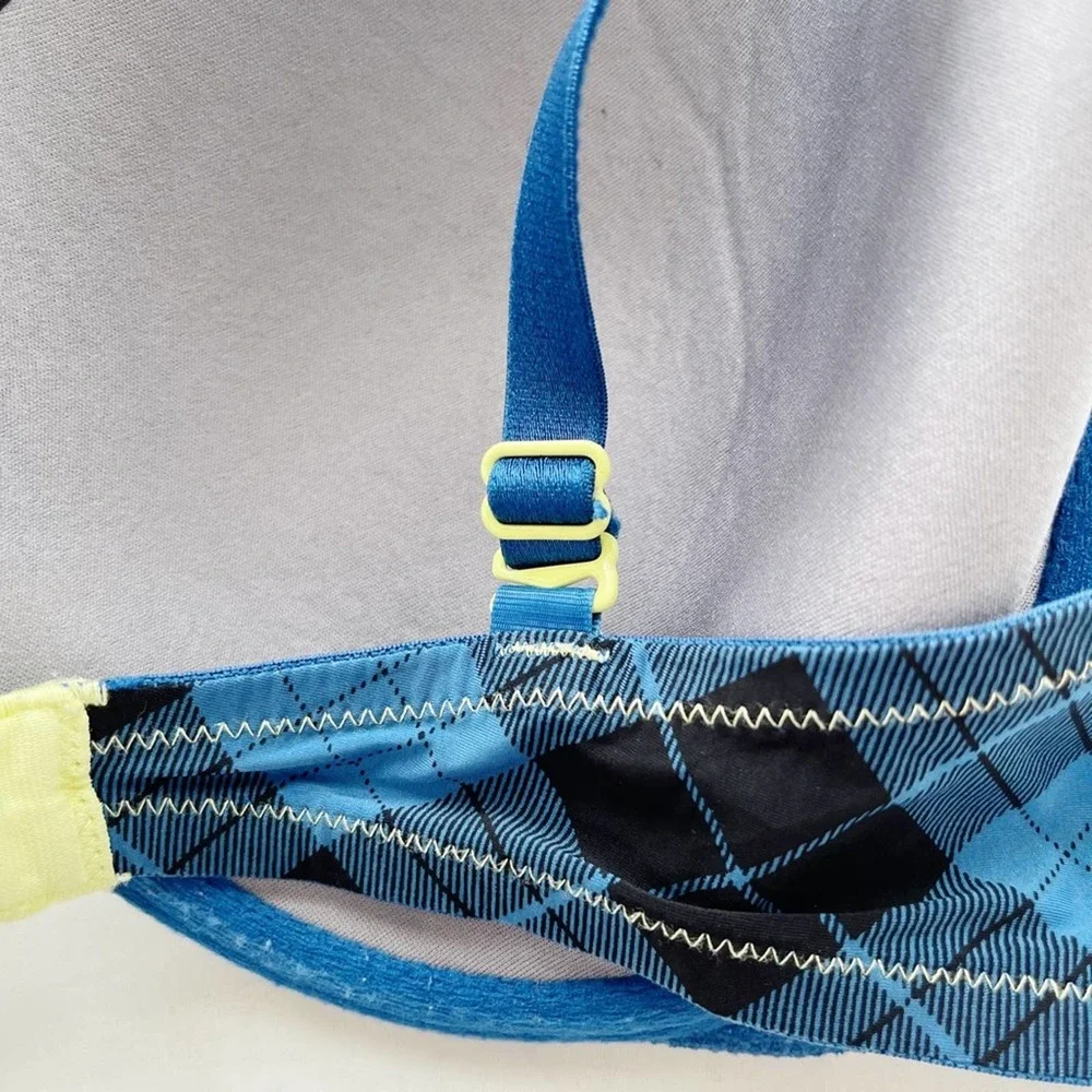 [Victoria’s Secret] blue grey plaid lined Demi bra 36D - Picture 5 of 6